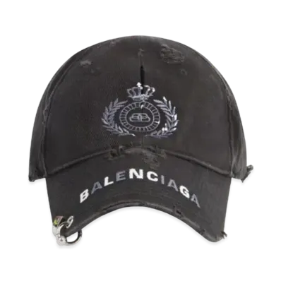 BALENCIAGA BB Laurel Destroyed Piercing Cap "Black"