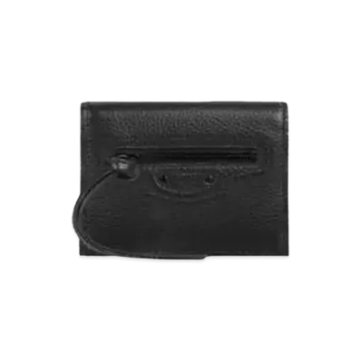 BALENCIAGA Men's Neo Classic Flap Coin And Card Holder "Black"