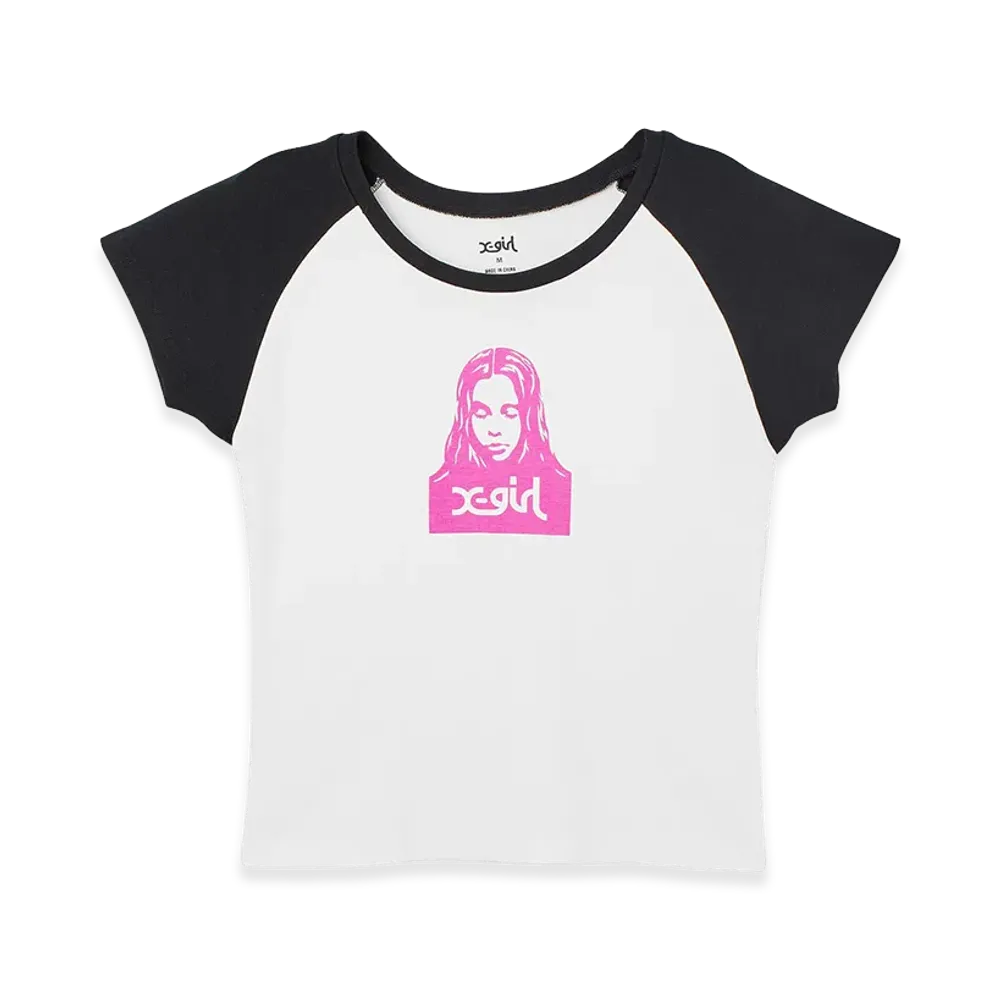 X-Girl Women's Face Raglan S/S Baby Tee "White"
