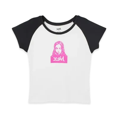 X-Girl Women's Face Raglan S/S Baby Tee "White"
