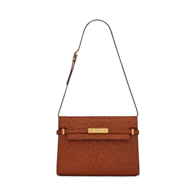 Saint Laurent Manhattan Shoulder Bag In Ostrich "Brick"