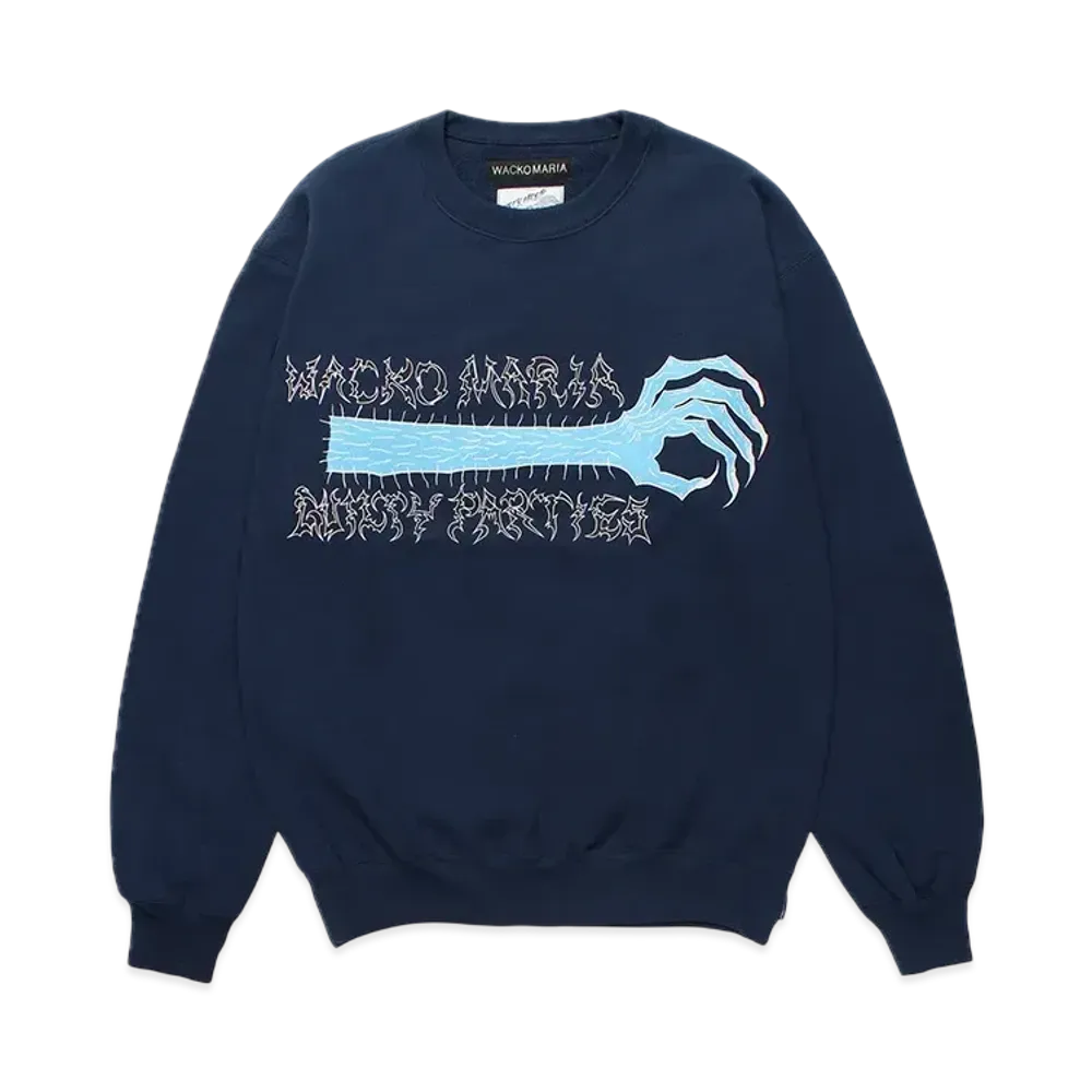 WACKO MARIA x NECKFACE Heavy Weight Crew Neck Sweat Shirt "Navy"