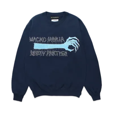 WACKO MARIA x NECKFACE Heavy Weight Crew Neck Sweat Shirt "Navy"