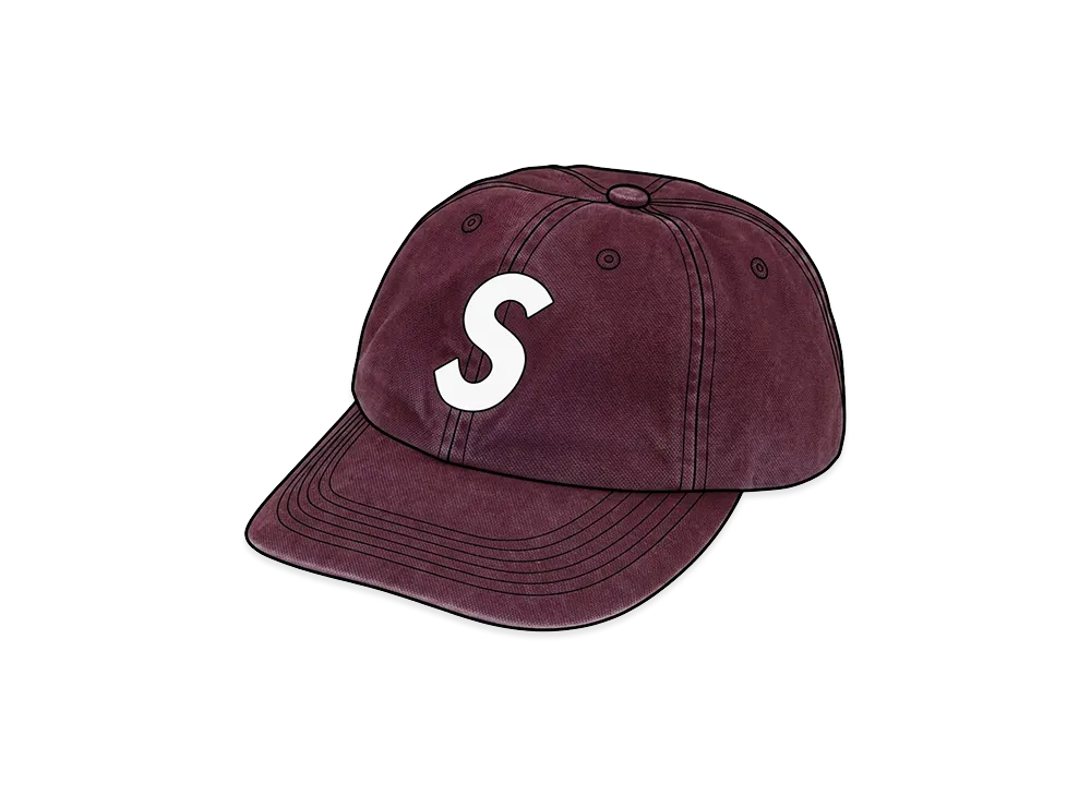 Supreme Washed Canvas S Logo 6-Panel "Plum"