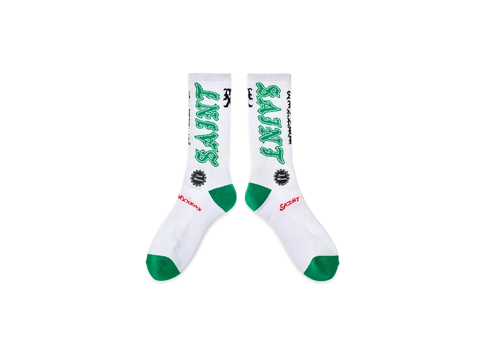 SAINT Mxxxxxx Socks Aint "White/Green"