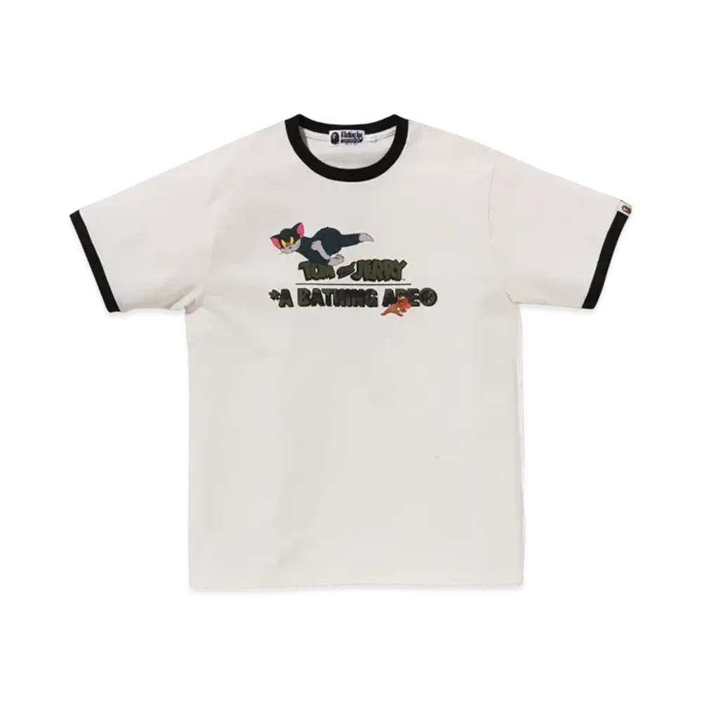 A BATHING APE x Tom And Jerry 85TH Kids Ringer Tee "Ivory"