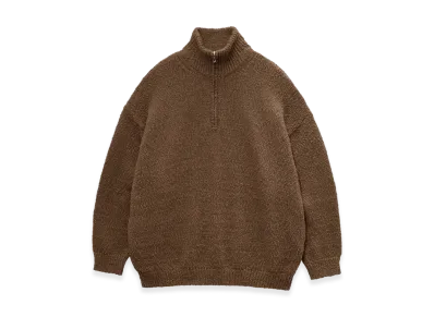 Graphpaper Cotton Wool Slub Oversized Half Zip Knit "Brown"