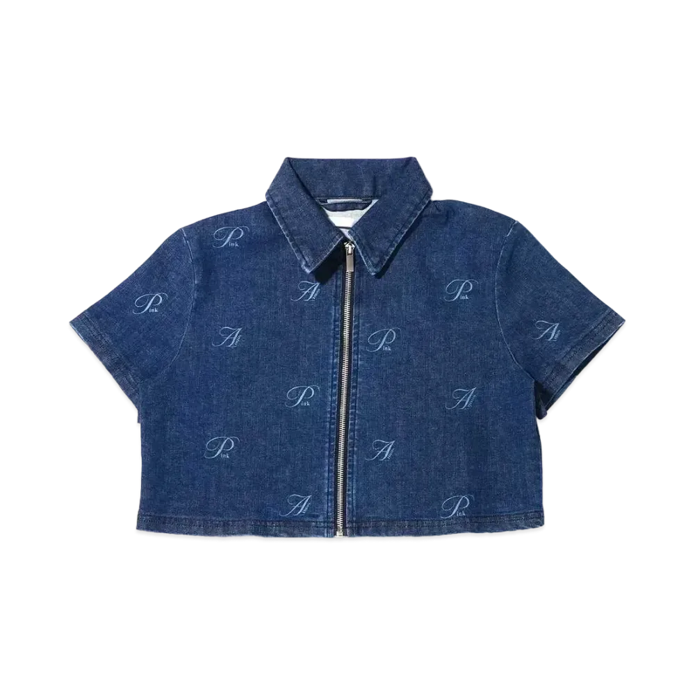 atmos pink Sougara Logo Denim Zip Tops "Blue"
