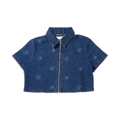atmos pink Sougara Logo Denim Zip Tops "Blue"