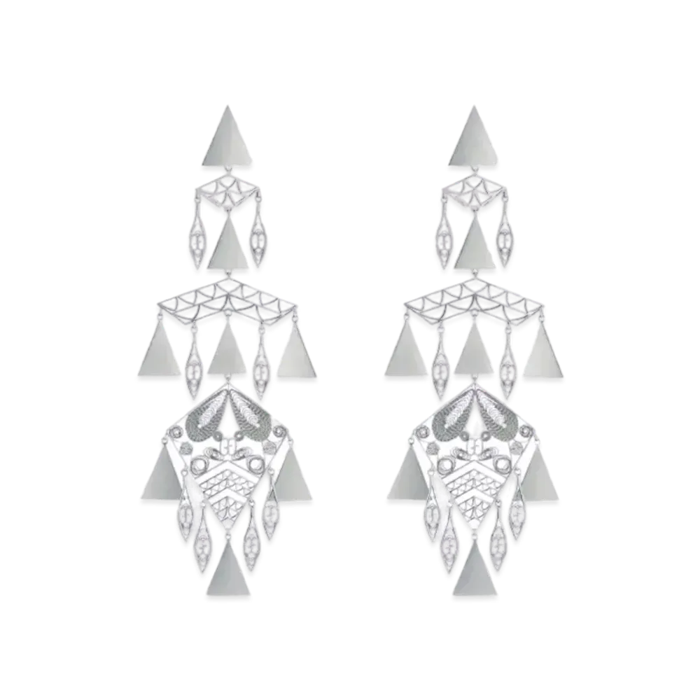 GUCCI Geometric Pattern Drop Earrings "Palladium"