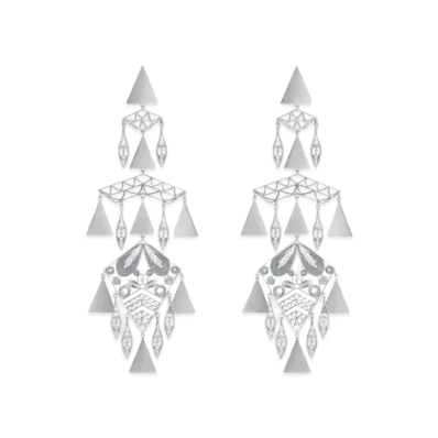 GUCCI Geometric Pattern Drop Earrings "Palladium"