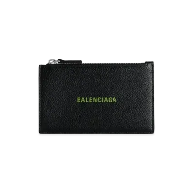 BALENCIAGA Cash Large Long Coin and Card Holder Japan Exclusive "Black/Apple Green"