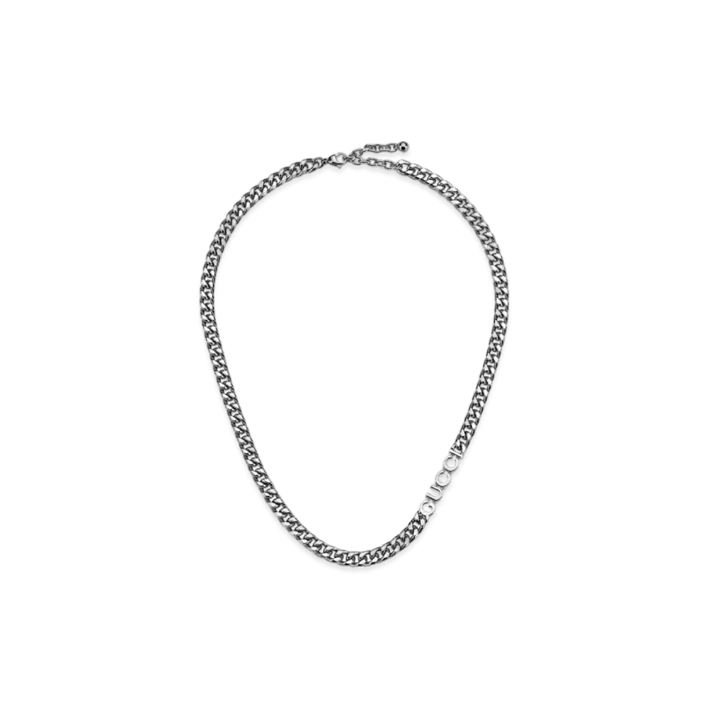 GUCCI Chain Necklace with Script "Palladium"