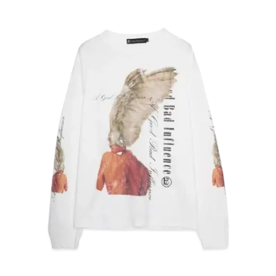 A GOOD BAD INFLUENCE WING WOMAN LONG SLEEVE T-SHIRT "WHITE"