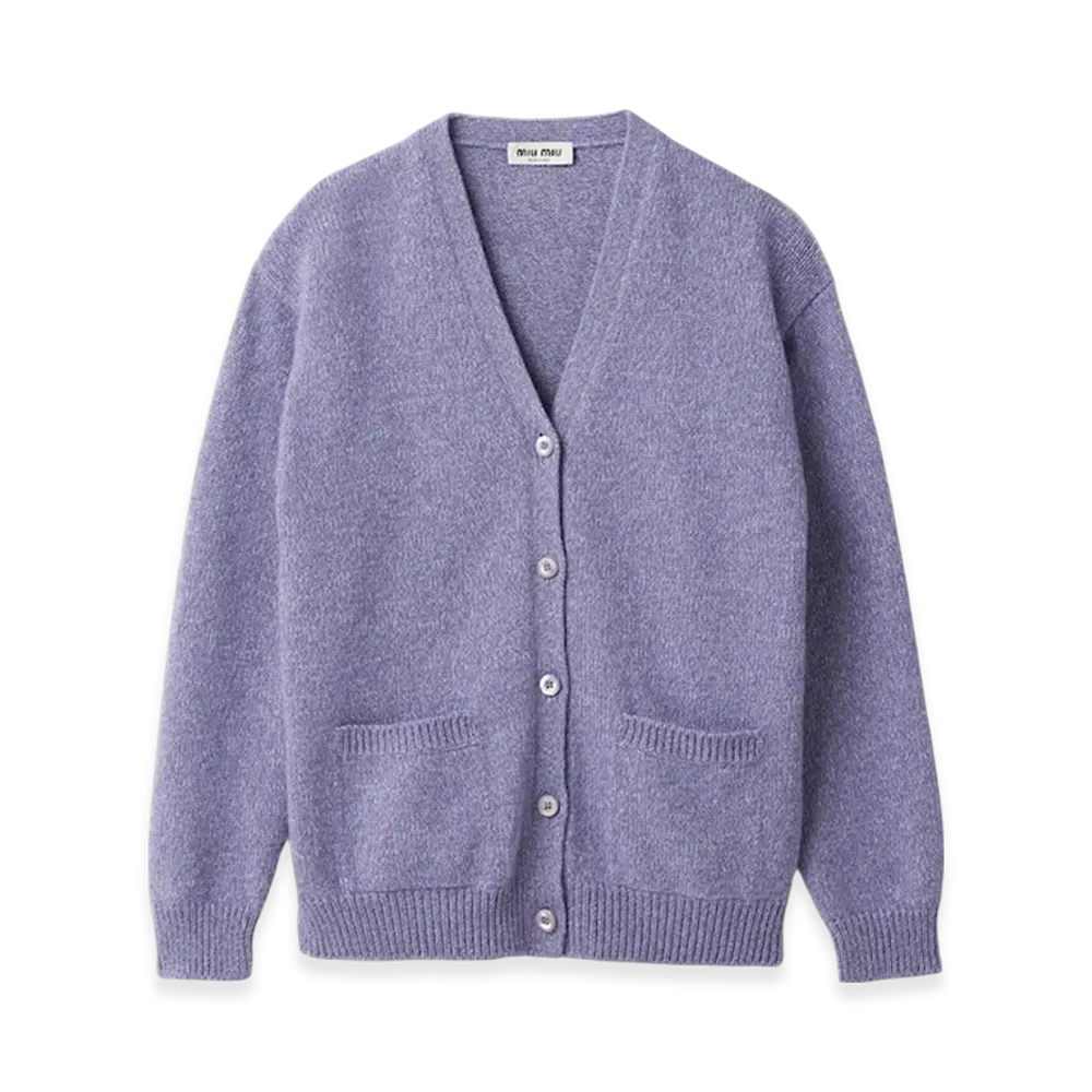 MIU MIU Women's Wool and Cashmere Cardigan "Wisteria"