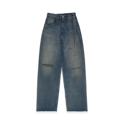 MM6 Maison Margiela Women's Aged Denim Jeans "Gray Blue"