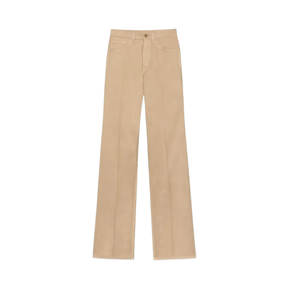 Saint Laurent Women's Clyde Pants in Cotton
 "Safari Beige"