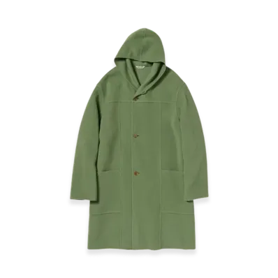 AURALEE Velour Brushed Wool Melton Hand Sewn Hooded Coat 22AW "Sage Green"
