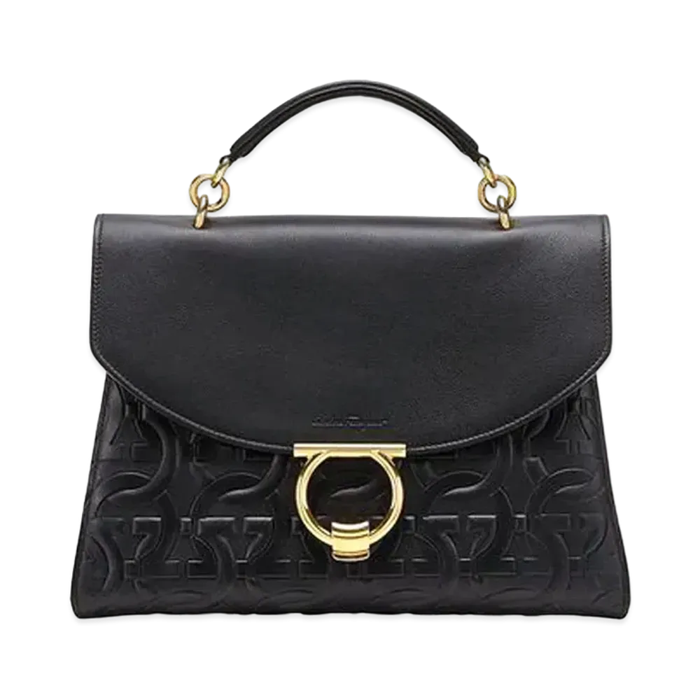 Salvatore Ferragamo Gancini Top Handle (M) "Black"