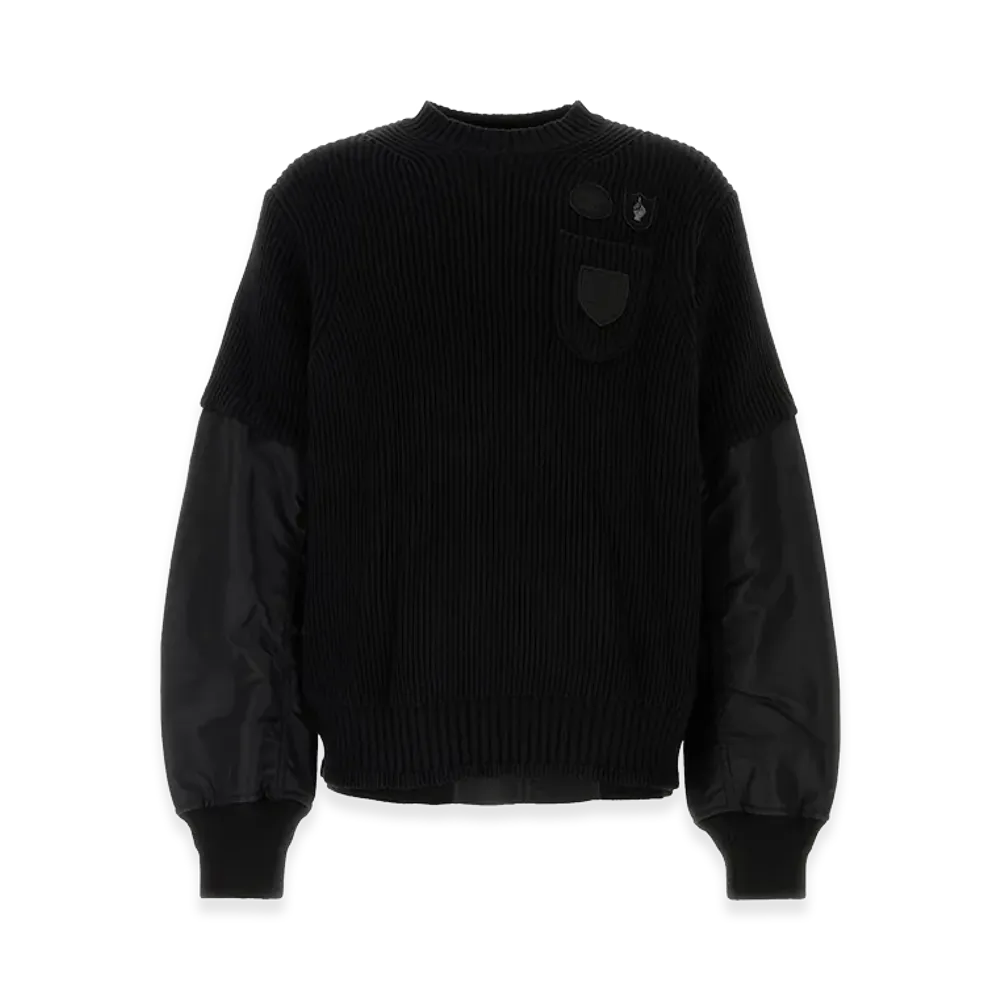 sacai Gonz Multi Patch Nylon Twill Knit Sweater "Black"