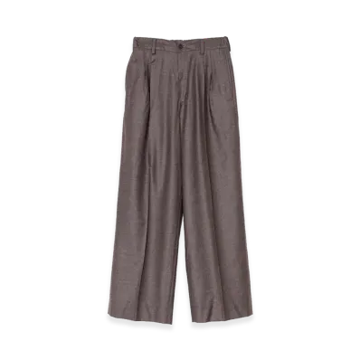 ssstein Extra Fine Wool Easy Long Wide Trousers "Charcoal Brown"
