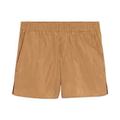 AMI PARIS Taffeta Shorts "Camel"