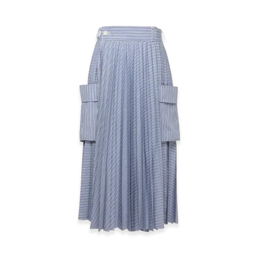 sacai Cotton Poplin Skirt "Light Blue Stripe"