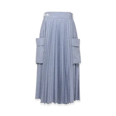sacai Cotton Poplin Skirt "Light Blue Stripe"