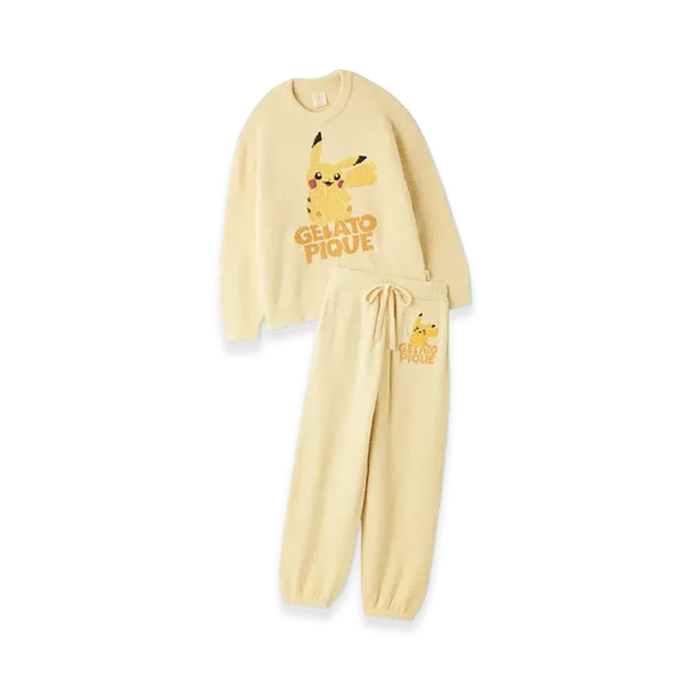 GELATO PIQUE x Pokemon Baby Moco Jacquard Pullover & Long Pants Set "Yellow"