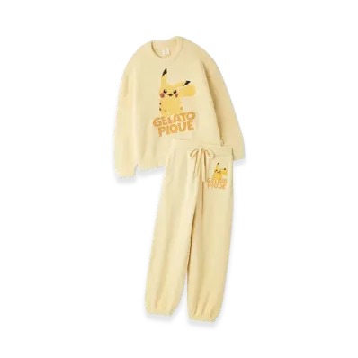 GELATO PIQUE x Pokemon Baby Moco Jacquard Pullover & Long Pants Set "Yellow"