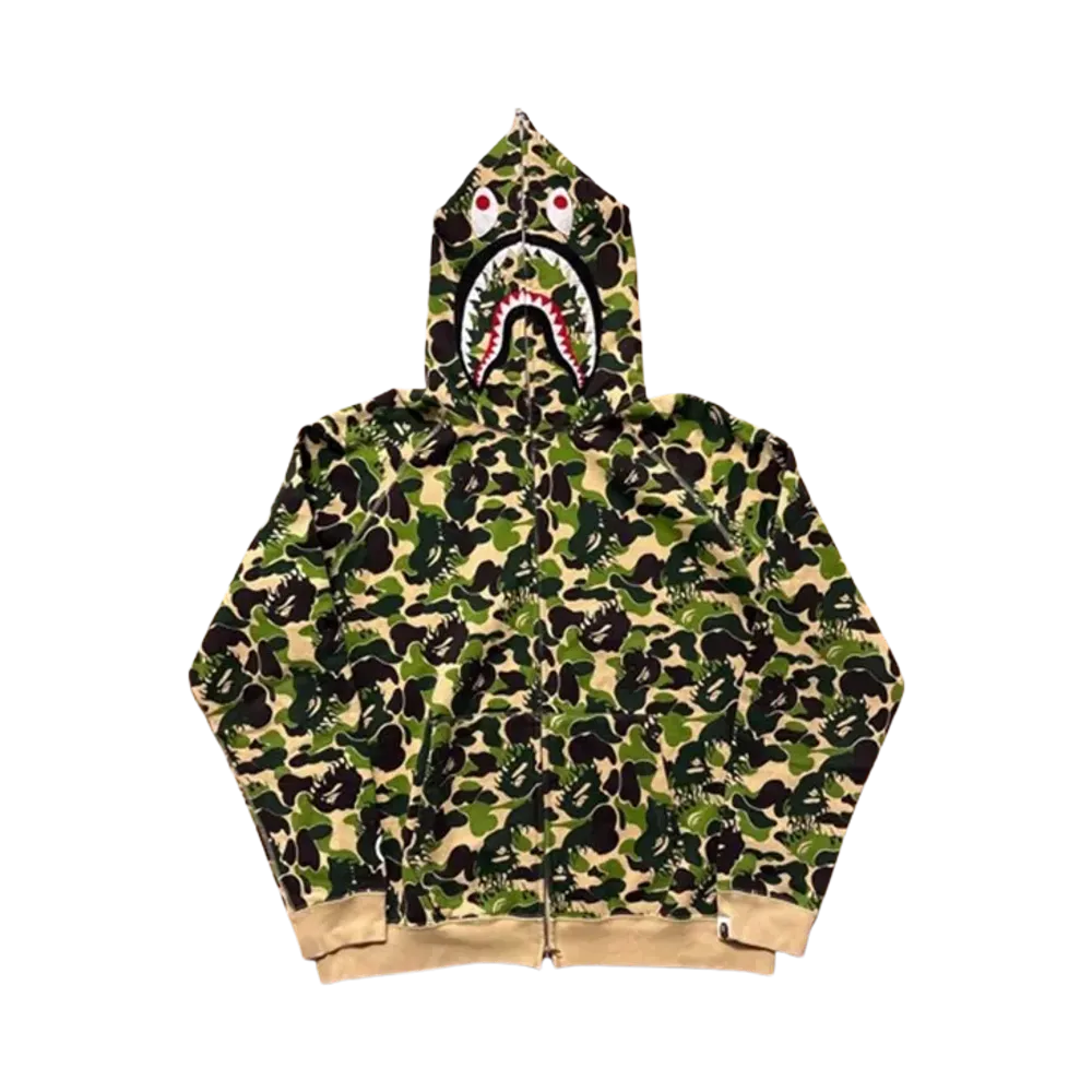 A BATHING APE Bape Fire Camo Full Zip Hoodie "Green"
