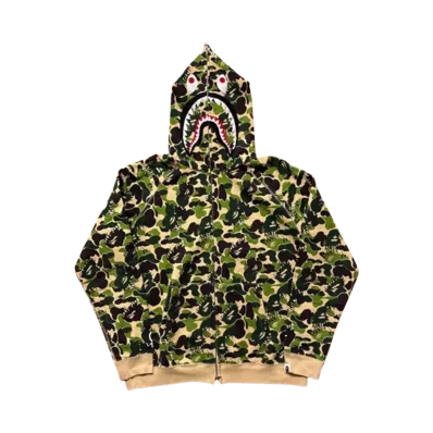 A BATHING APE Bape Fire Camo Full Zip Hoodie "Green"