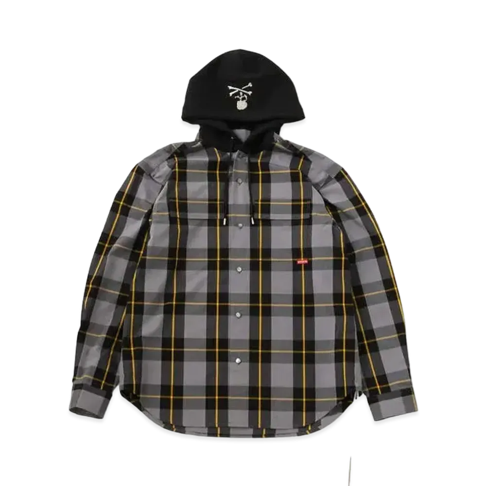 mastermind JAPAN Block Plaid Hooded Shirts "Gray"