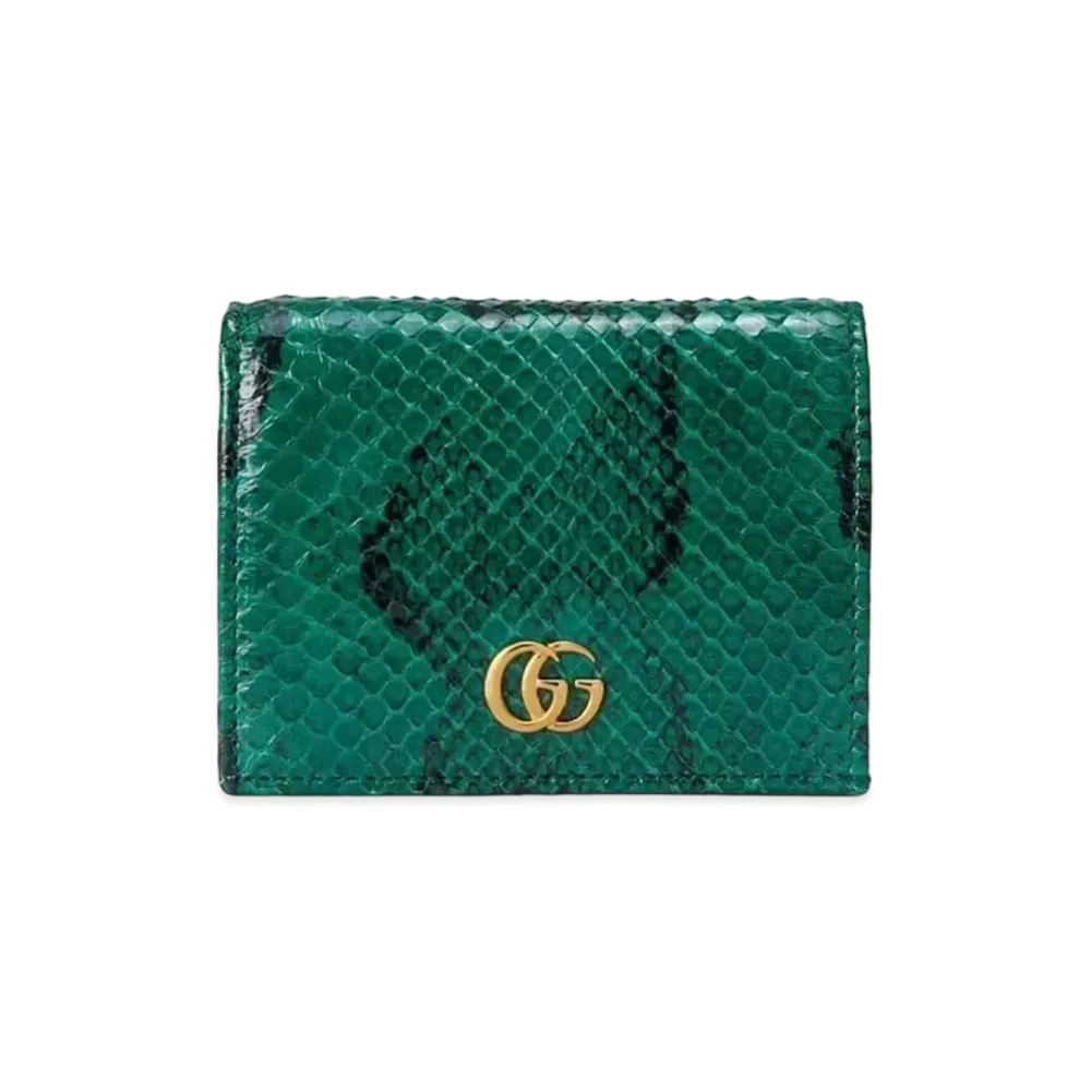 GUCCI GG Marmont Python Card Case Wallet "Emerald"