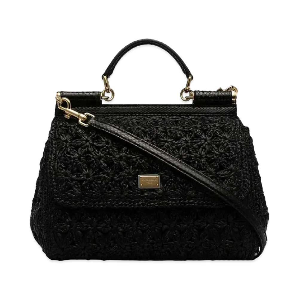 Dolce&Gabbana Sicily Bag Medium Crosse Lafia "Black"