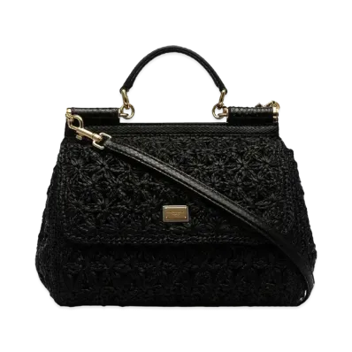Dolce&Gabbana Sicily Bag Medium Crosse Lafia "Black"