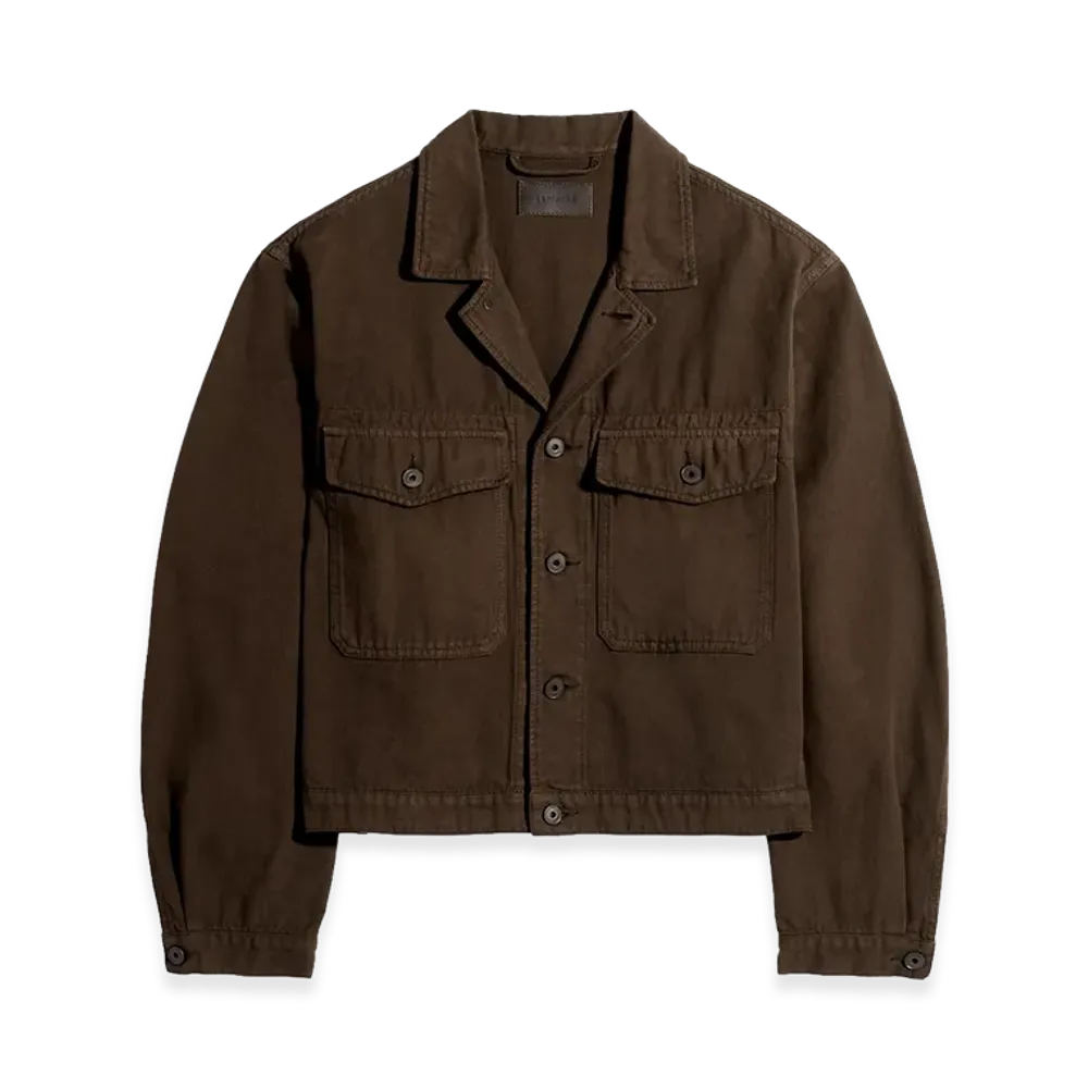 LEMAIRE Dyed Broken Twill Trucker Jacket "Cacao"