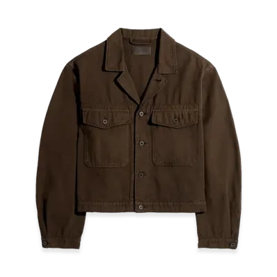 LEMAIRE Dyed Broken Twill Trucker Jacket "Cacao"
