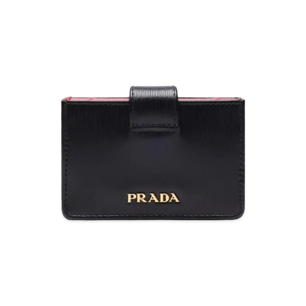 PRADA Vitello Accordion Card Holder "Black/Red"