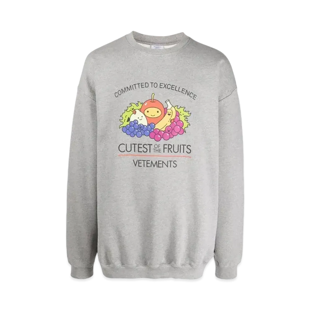 VETEMENTS Cutest of Fruits Print ed Sweatshirt "Grey"