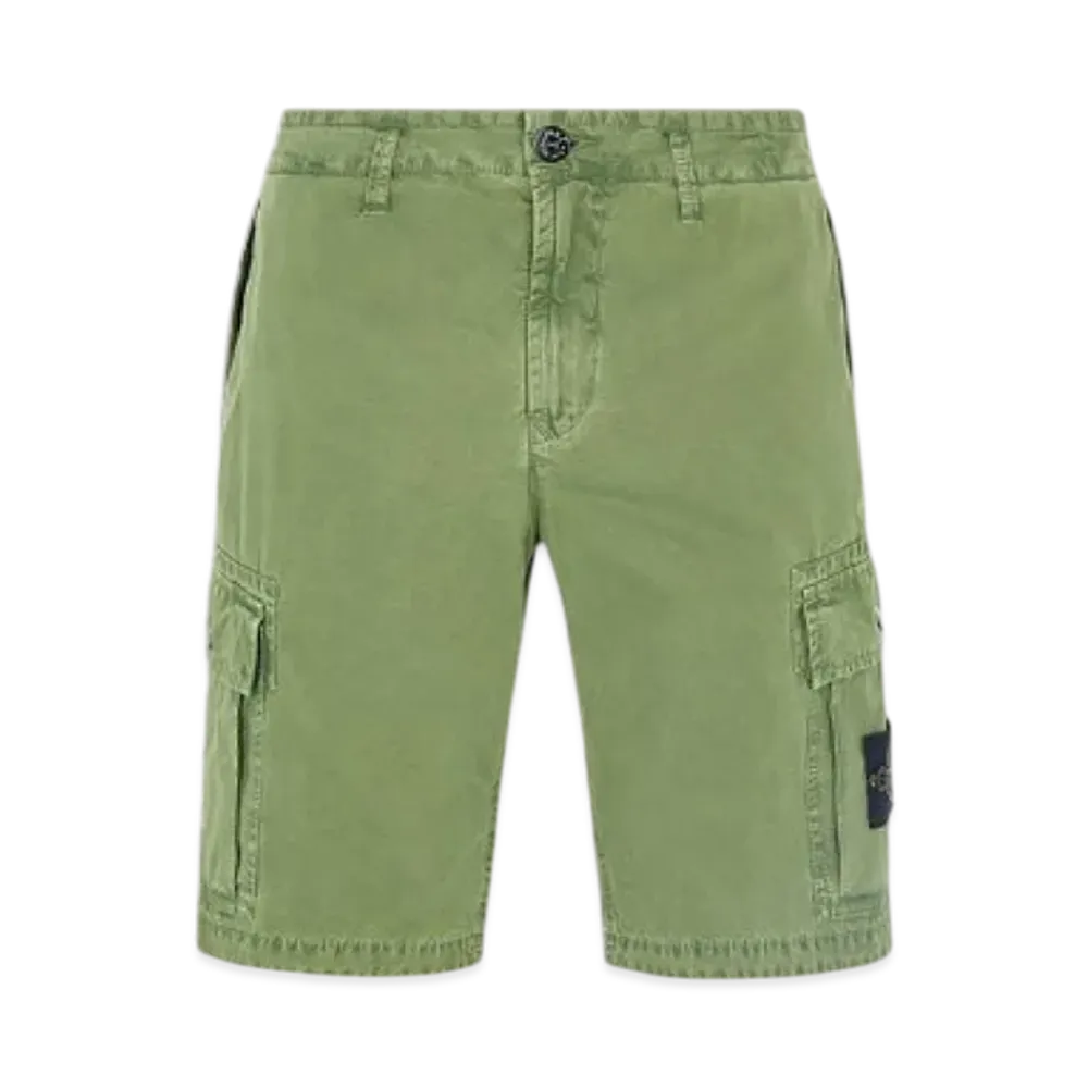 Stone Island L11WA Brushed Cotton Canvas Garment Dyed Bermuda Shorts - 22SS "Olive Green"