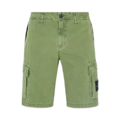 Stone Island L11WA Brushed Cotton Canvas Garment Dyed Bermuda Shorts - 22SS "Olive Green"