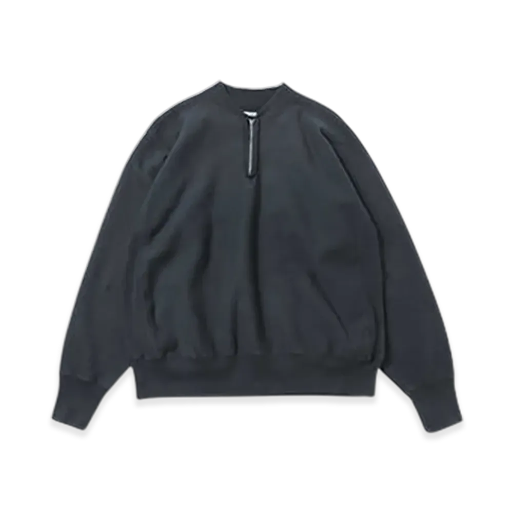A.PRESSE Vintage Half Zip Rib Collar Sweatshirt "Black"