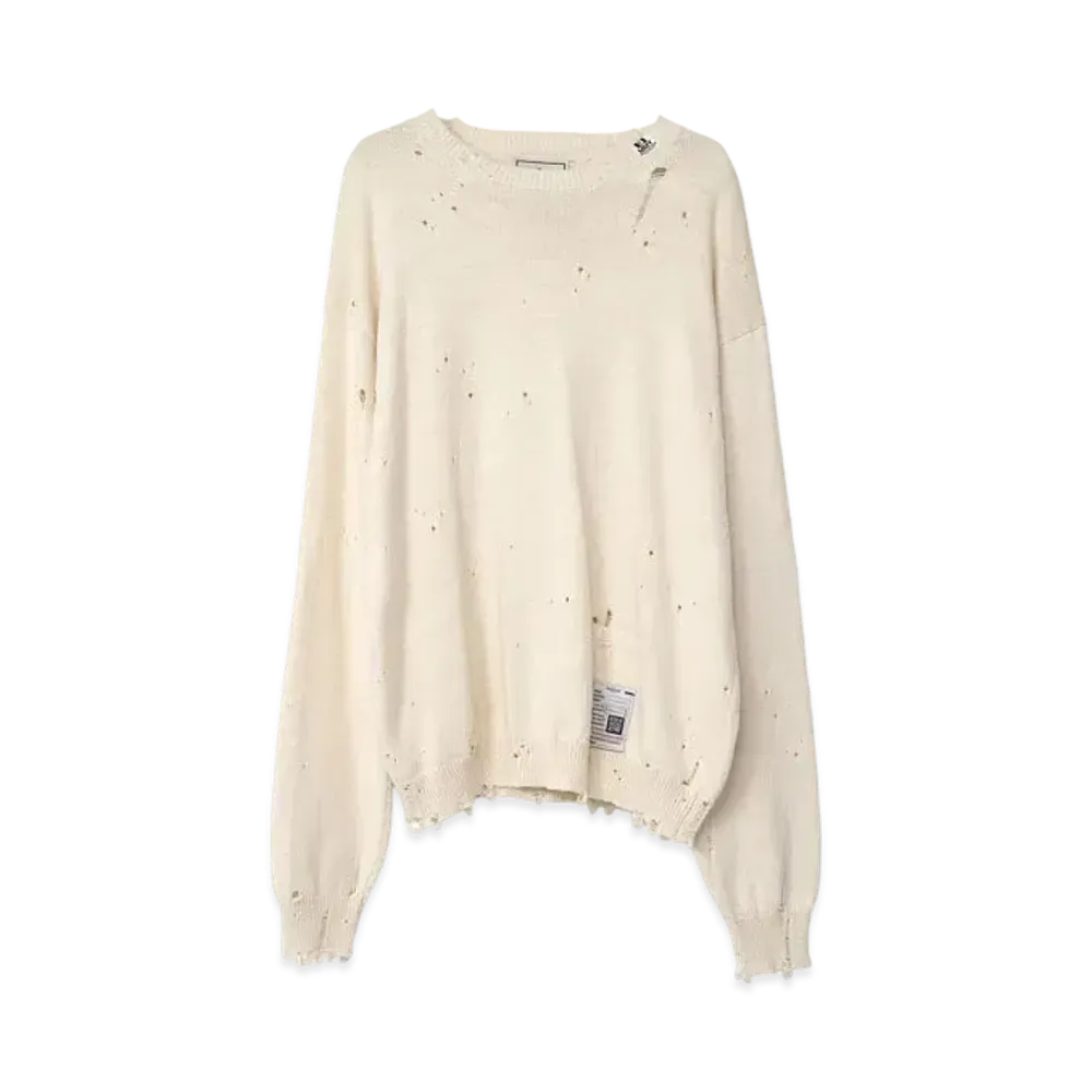 Maison MIHARA YASUHIRO Distressed Knit Sweater "White"