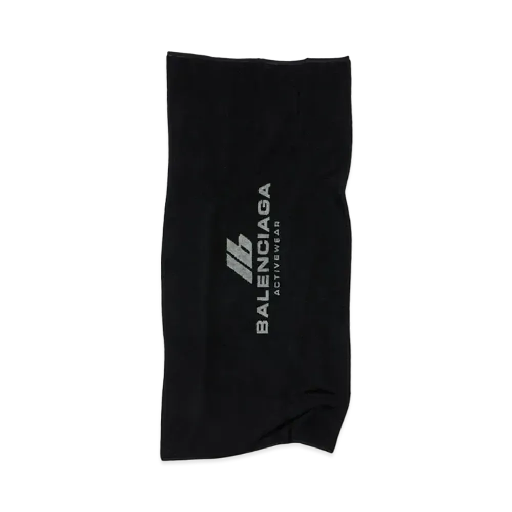 BALENCIAGA Activewear Gym Towel in Cotton Terry "Black/Grey"