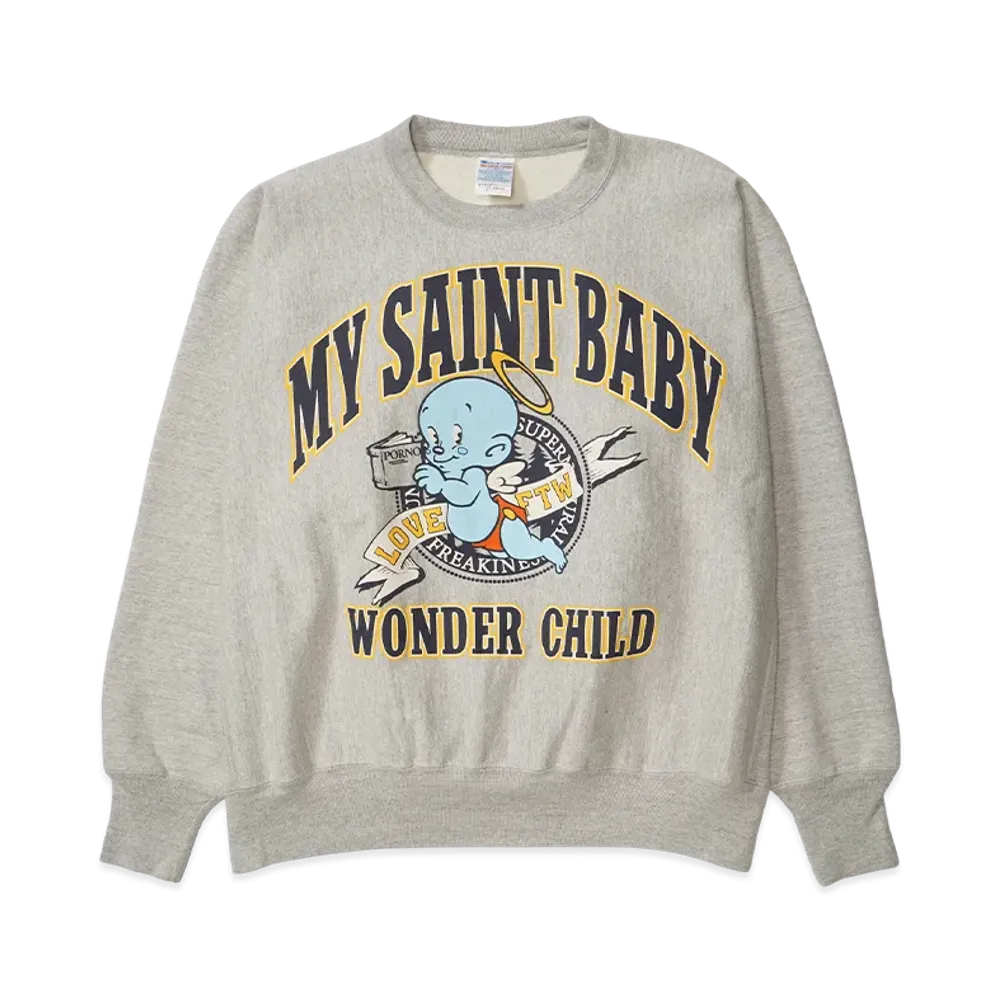 SAINT Mxxxxxx CRW Neck SWT/Baby Micahel "Gray"