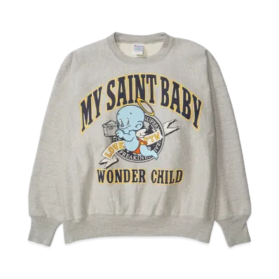 SAINT Mxxxxxx CRW Neck SWT/Baby Micahel "Gray"