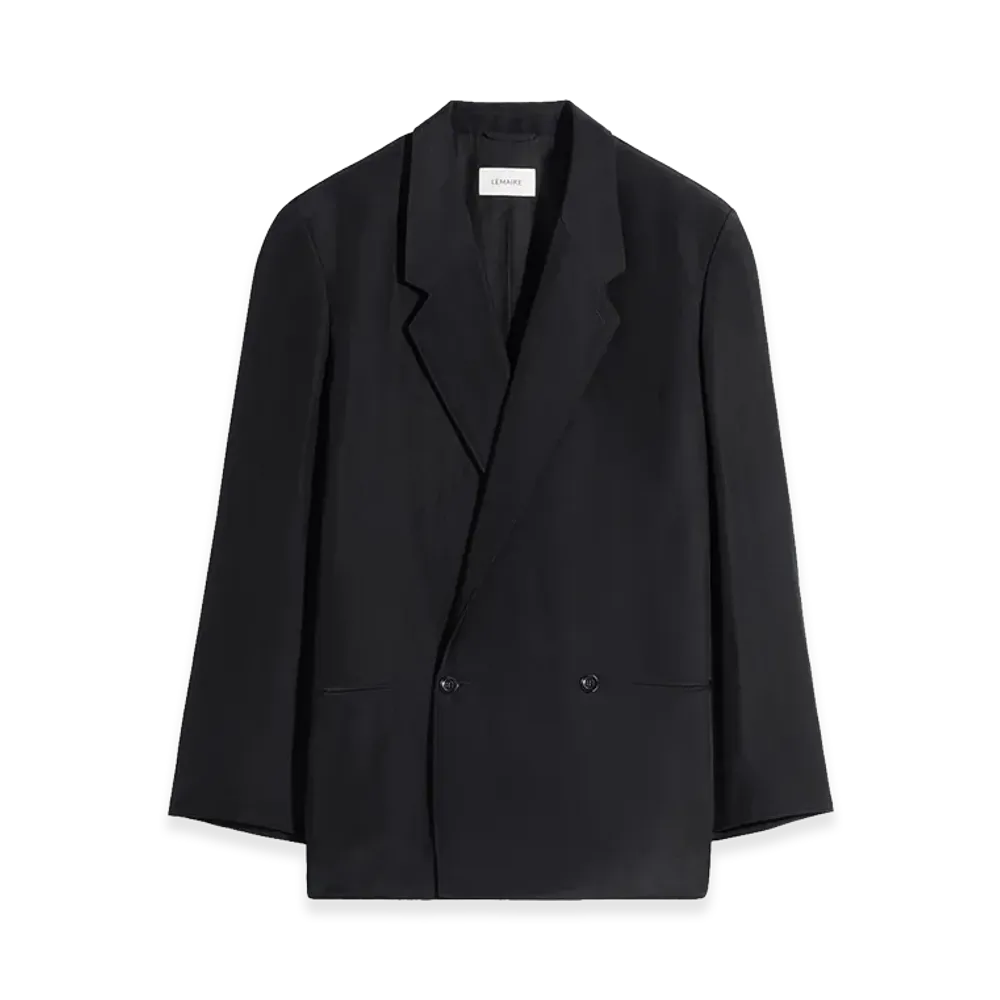 LEMAIRE Linen Viscose Soft Tailoring Double-Breasted Coat "Black"