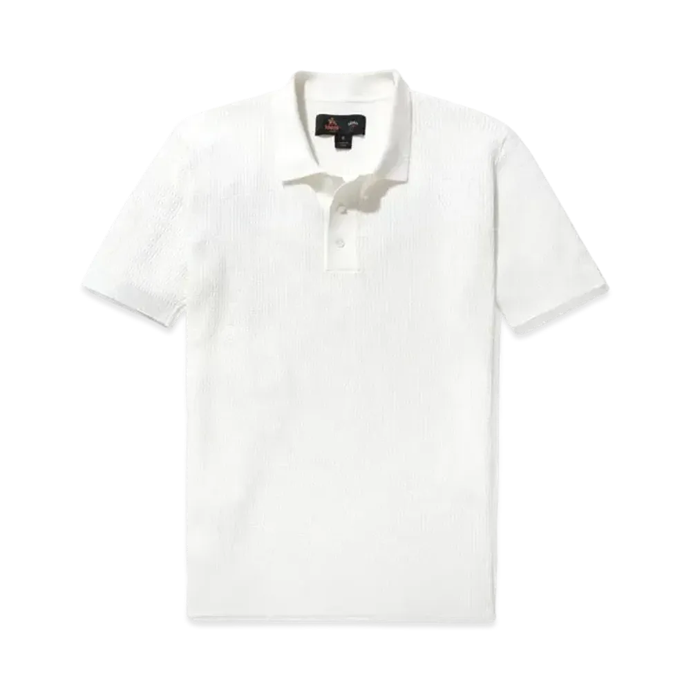 Noah Baracuta Mesh Sweater Polo "White"