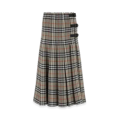 Burberry Women's Embroidered Wool Skirt "Gray"